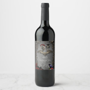 Gothic design with cool skulls  wine label