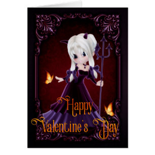 Gothic Devil Girl Happy Valentine's Day Card 2