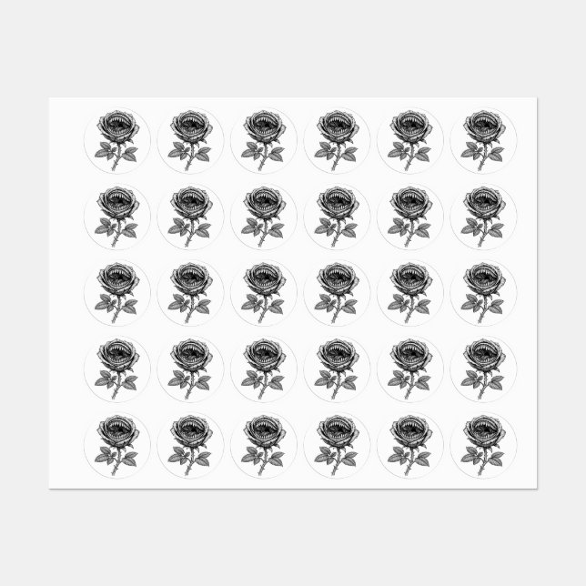 Gothic Devil Rose Sticker – Dark Horror Floral (Sheet)