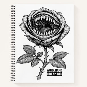 Gothic Devil Rose Sticker – Dark Horror Floral Notebook