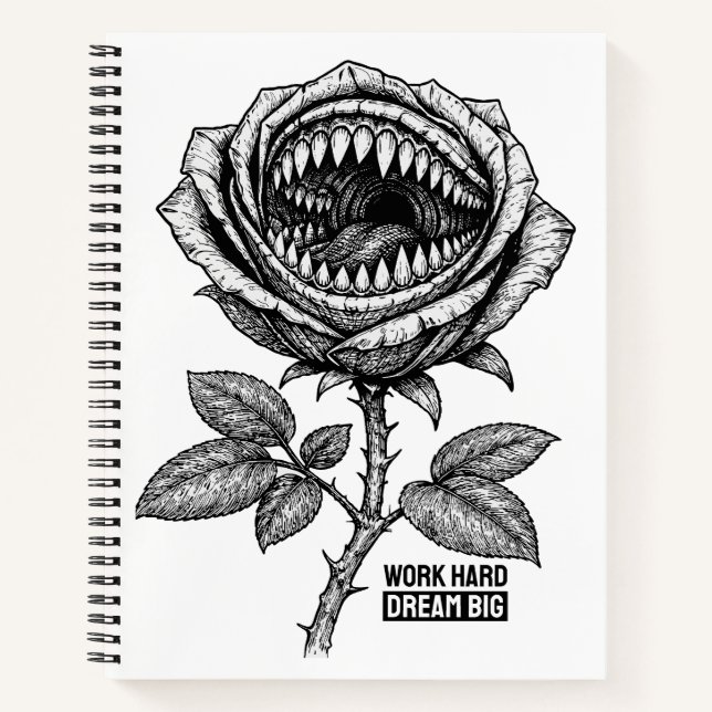 Gothic Devil Rose Sticker – Dark Horror Floral Notebook (Front)