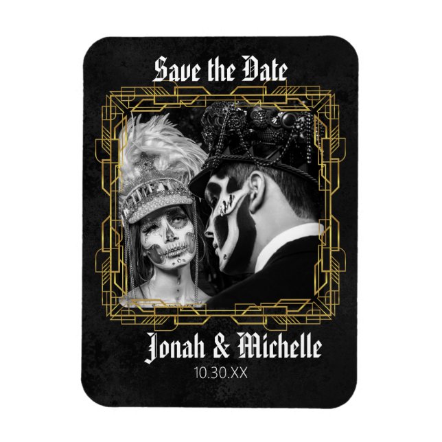 Gothic Dia De Los Muertos Save The Date Magnet (Vertical)