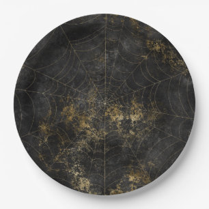 Gothic Distressed Spooky Spider Web Paper Plate