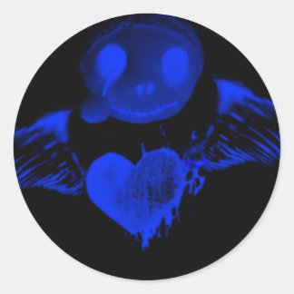 Gothic doll & heart classic round sticker