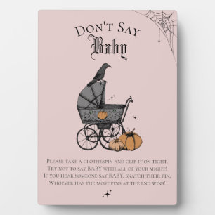 Gothic Don't Say Baby Pink Baby Shower Game Plaque