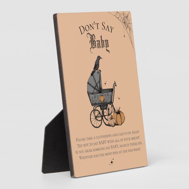 Gothic Don't Say Orange Baby Shower Game Plaque (Side)