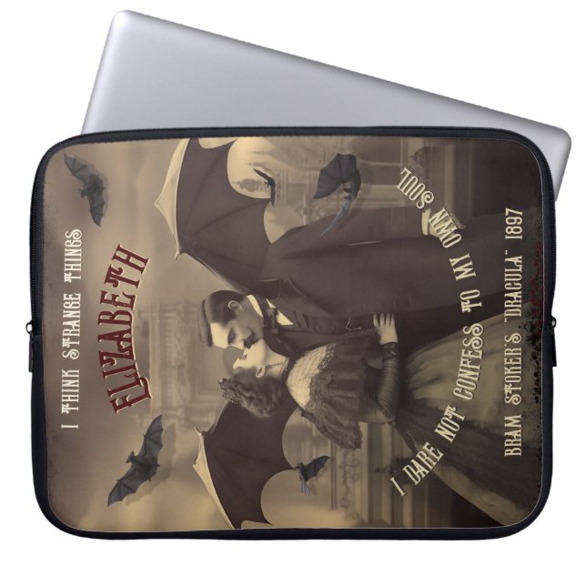 Gothic Dracula and Victorian Beauty Personalised  Laptop Sleeve (Front)