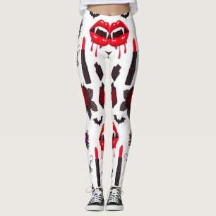 Gothic Dracula Lady Pattern Spooky Feminine Leggings