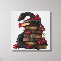 Gothic Dragon Antique Books & Tomes Crimson Roses