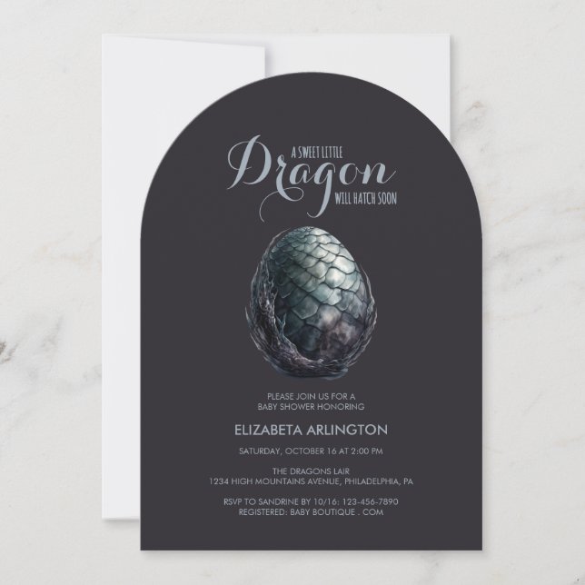 Gothic Dragon Egg Baby Shower Invitation (Front)
