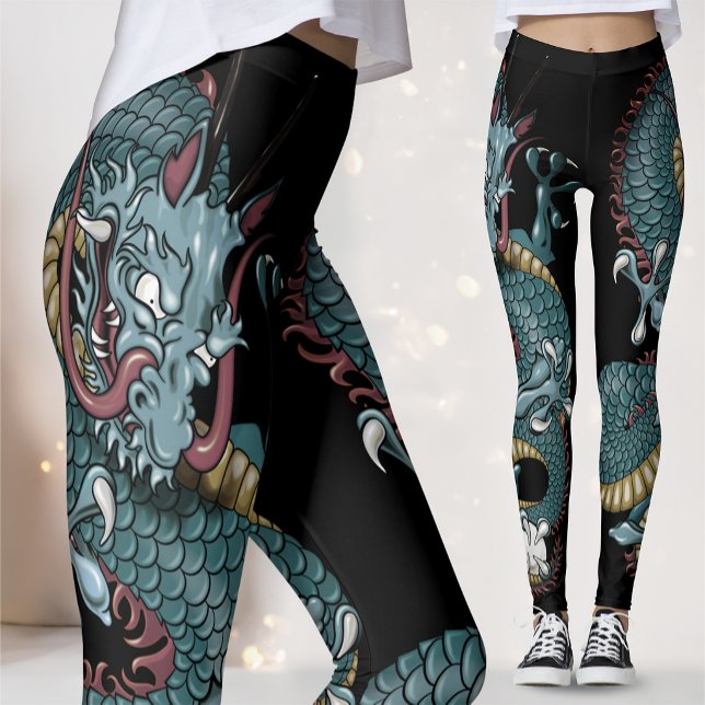 Gothic Dragon Tattoo on Black Leggings (Creator Uploaded)