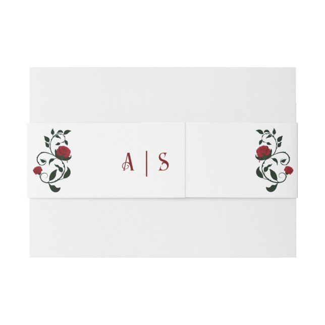 Gothic Dripping Bloody Red Roses Moody Wedding Invitation Belly Band (Back Example)