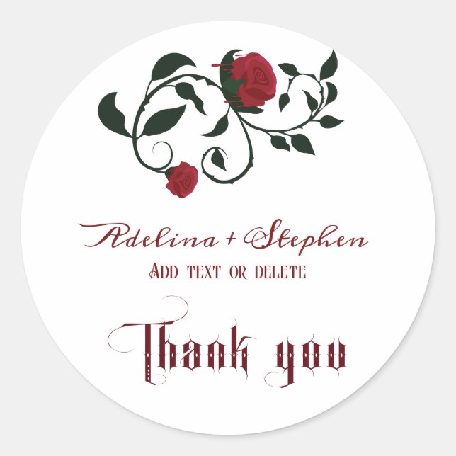 Gothic Dripping Bloody Roses Moody Wedding Classic Round Sticker (Front)