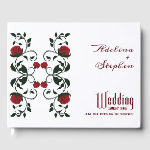 Gothic Dripping Red Roses Moody Wedding Guest Book