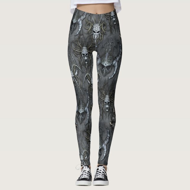 Gothic Dungeon Goth Skulls Fantasy Demon Helmet Leggings (Front)