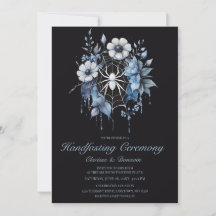 Gothic Dusty Blue Spider Floral Web Handfasting