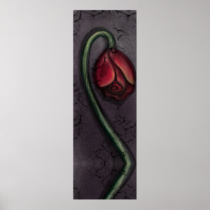 Gothic Dying Rose Haunted House Art Poster
