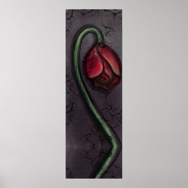 Gothic Dying Rose Haunted House Art Poster (Front)