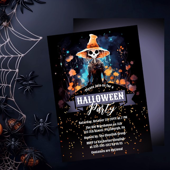 Gothic Eerie Faerie | Witch Hat Halloween Party  Invitation (Gothic Eerie Faerie in a Witch Hat Halloween Party Invitation)