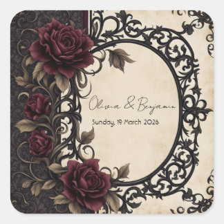 Gothic Elegance: A Vintage  Square Sticker