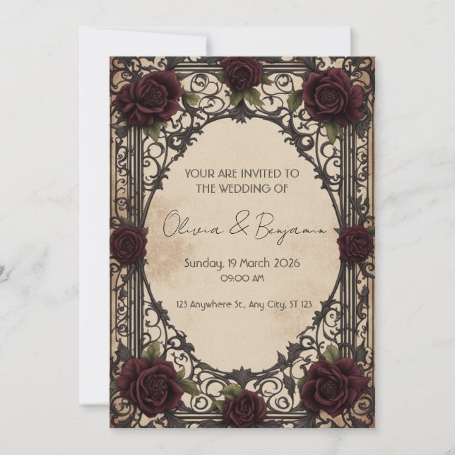 Gothic Elegance: A Vintage Wedding Invitation (Front)