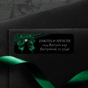 Gothic Elegance Dark Emerald Green Bow Address