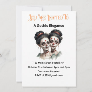 Gothic Elegance Halloween Invitation – Twin Ladies