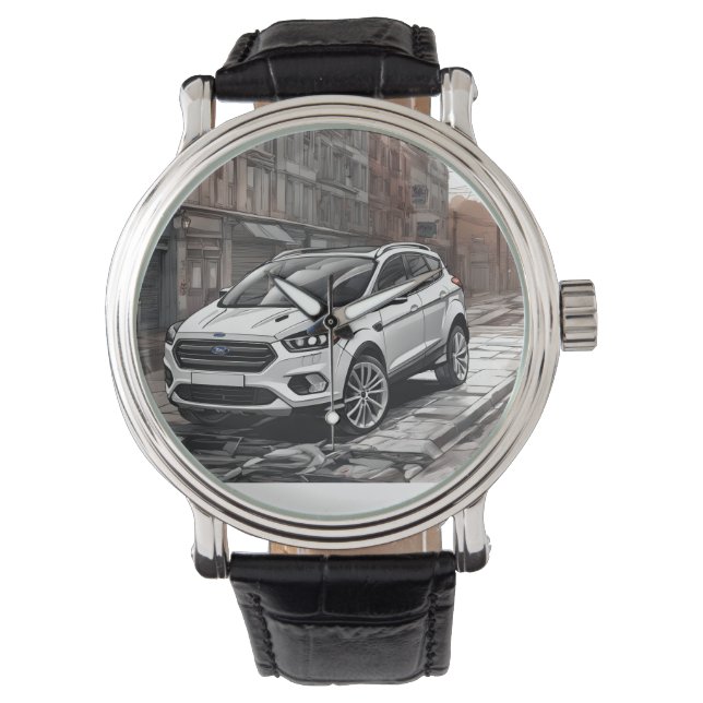 Gothic Elegance: Kuga ST Fusion Square Wall Clock Watch (Front)