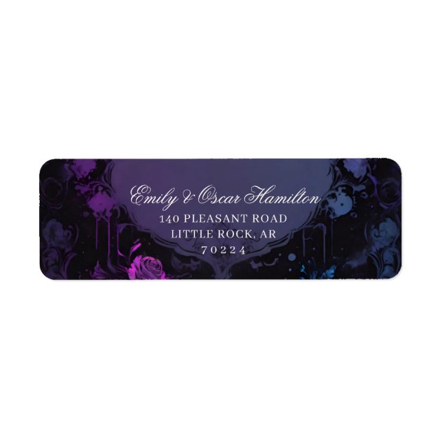 Gothic Elegance Purple Boho Rose Return Address (Front)