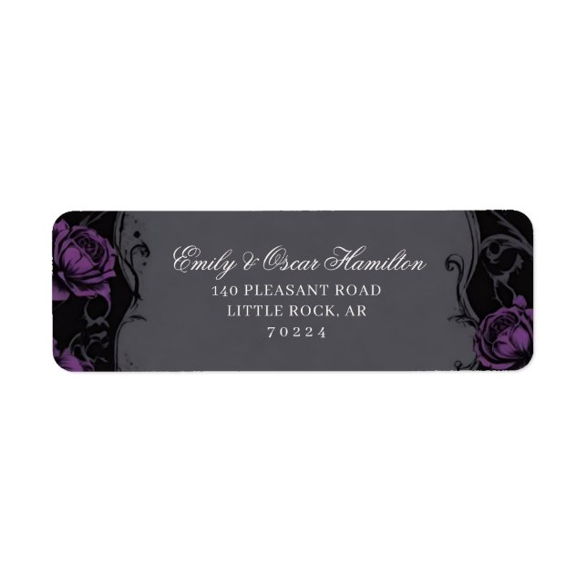 Gothic Elegance Purple Boho Rose Return Address (Front)