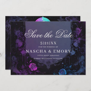Gothic Elegance Purple Boho Skull Save The Date