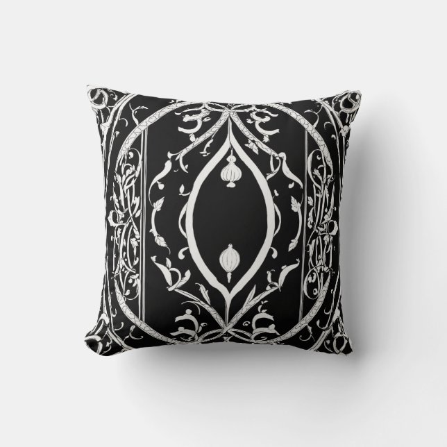 Gothic Elegance: Serpentine Line Art Pillow Design (Front)