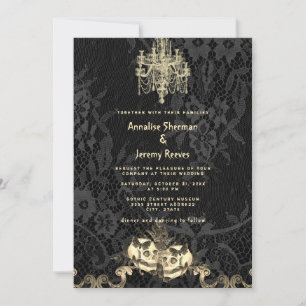 Gothic Elegance Skeleton Halloween Wedding Invitation