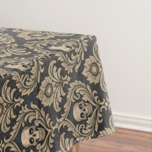 Gothic Elegance Skull Damask Tablecloth