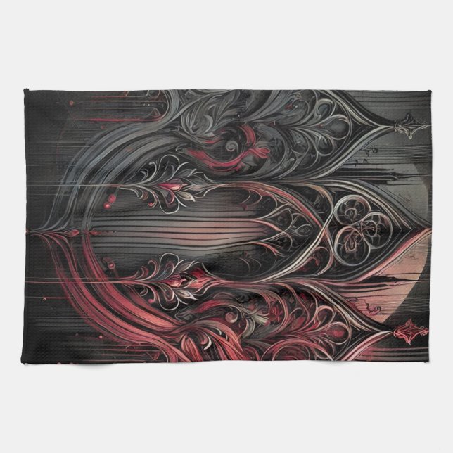 Gothic Elegance Table Tent Sign Tea Towel (Horizontal)