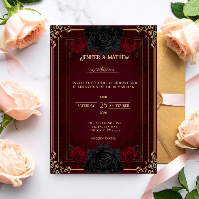 Gothic Elegant Dark Romance Wedding Invitation (Creator Uploaded)