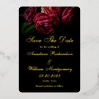 Gothic Elegant Floral Black Gold Save The Date