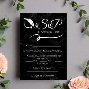 Gothic Elegant Handwritten Wedding RSVP  Card
