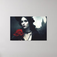 Gothic Elegant Lady Red Rose