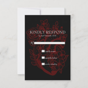 Gothic Elegant Red Heart Wedding Handfasting RSVP