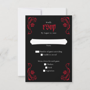 Gothic Elegant Roses Wedding RSVP Card