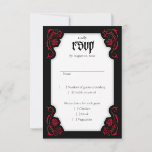 Gothic Elegant Roses Wedding RSVP Card