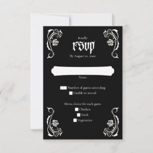 Gothic Elegant Roses Wedding RSVP Card