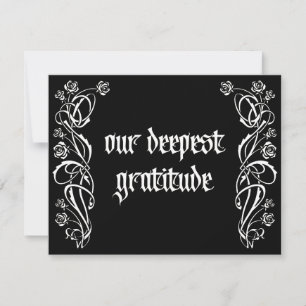 Gothic Elegant Roses Wedding Thank You Card