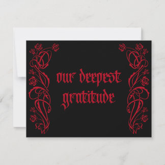 Gothic Elegant Roses Wedding Thank You Card