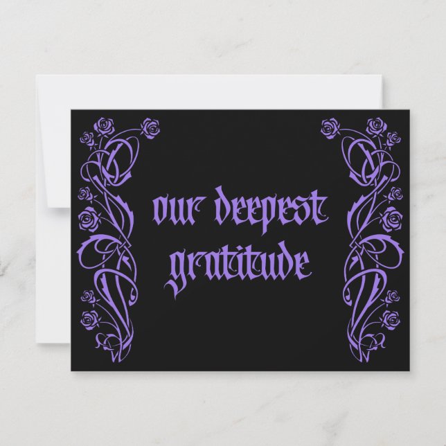 Gothic Elegant Roses Wedding Thank You Card (Front)