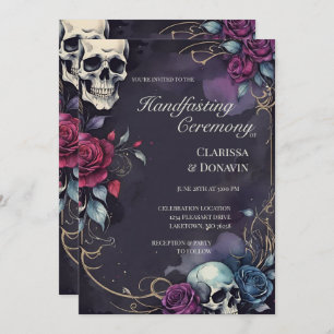 Gothic Elegant Skull & Rose Handfasting Invitation