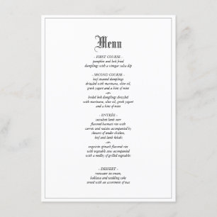 Gothic Elegant Wedding Dinner Menu With Border