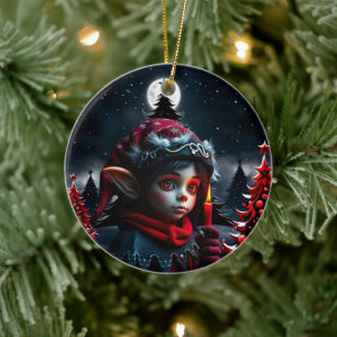 Gothic elf magic under the full moon.  ceramic tree decoration