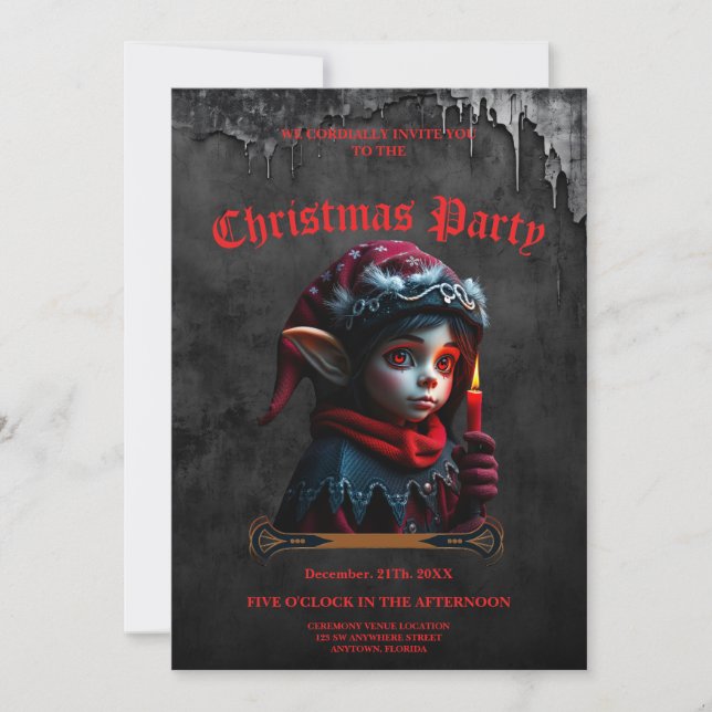 Gothic elf magic under the full moon. invitation (Front)